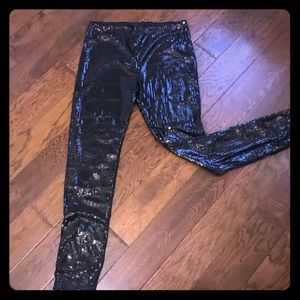 Black Sequin Leggings XL